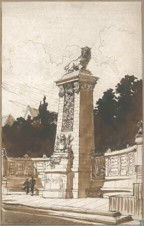 Fischer, Theodor; Phantasie-Zeichnungen - Kriegerdenkmal (Perspektive)
