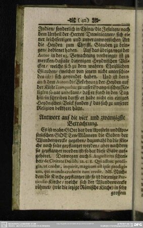 Antwort auf die vier und zwanzigste Betrachtung