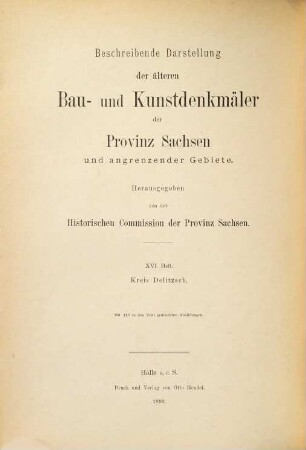 Beschreibende Darstellung der älteren Bau- und Kunstdenkmäler des Kreises Delitzsch