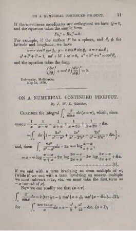 On a numerical continued product.