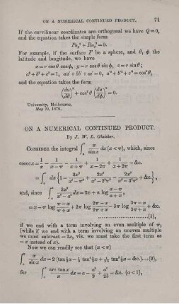 On a numerical continued product.