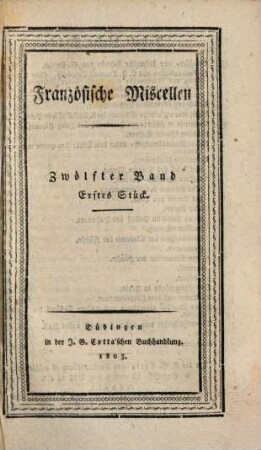Französische Miscellen. 12. 1805