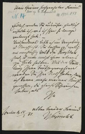 Brief an Friedrich Wilhelm Jähns : 15.02.1865