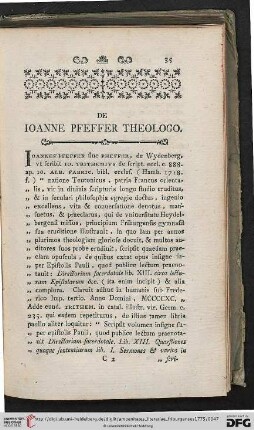 II. De Ioanne Pfeffer theologo