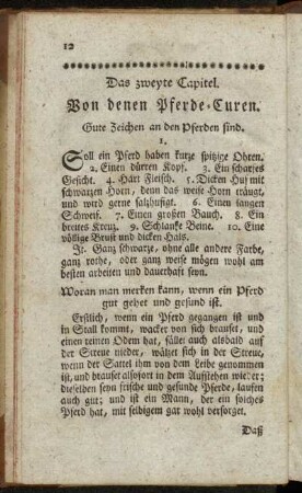 Das zweyte Capitel. Von denen Pferde-Curen.