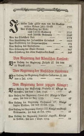 Von der Regierung des Römischen Kaysers. - Erklärung der Charactere.