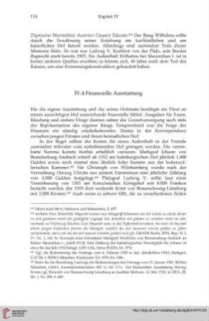 IV.4 Finanzielle Ausstattung