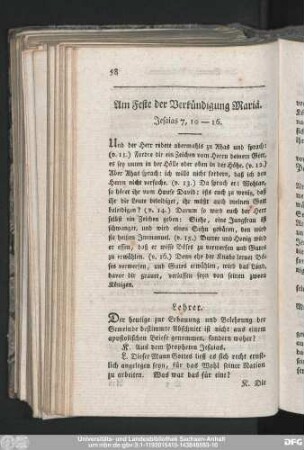 Am Feste der Verkündigung Mariä. Jesaias 7, 10-16.