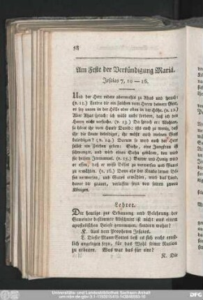 Am Feste der Verkündigung Mariä. Jesaias 7, 10-16.