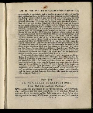 Tit. XVI. De Pupillari Substitutione – Tit. XX. De Legatis