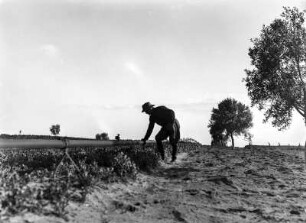 Bewässerungsanlage : Ein Mann überprüft die Bewässerungsanlage von Oliveti.