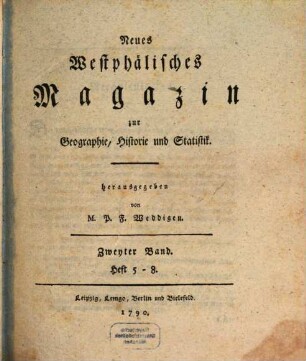 Neues westphälisches Magazin zur Geographie, Historie und Statistik. 2, 2. 1790 = H. 5 - 8