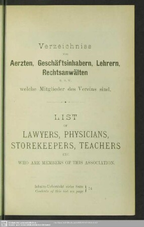 Verzeichniss – List