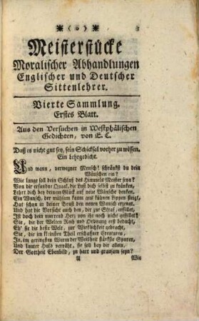 Meisterstücke moralischer Abhandlungen englischer und deutscher Sittenlehrer, 4. 1754