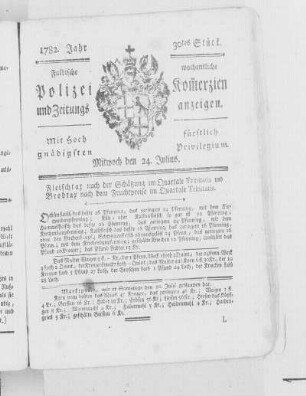 30tes Stück., Ausgabe vom 24. Juli 1782