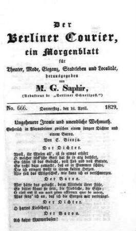 No. 666., Donnerstag, den 16. April 1829
