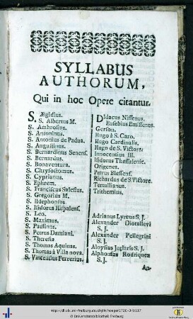 Syllabus Authorum Qui in hoc Opere citantur.
