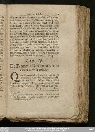 Cap. IV. De Tenata a Reformatis cum Graeca ecclesia unione.