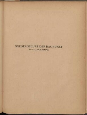 Wiedergeburt der Baukunst