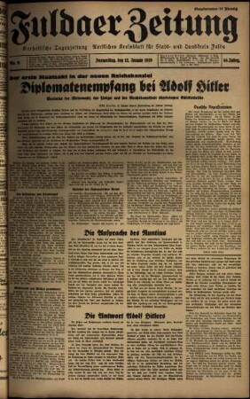 Ausgabe vom Donnerstag, den 12. Januar 1939.