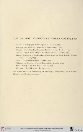 List of most important works consulted