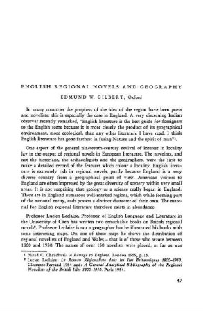 English regional novels and geography