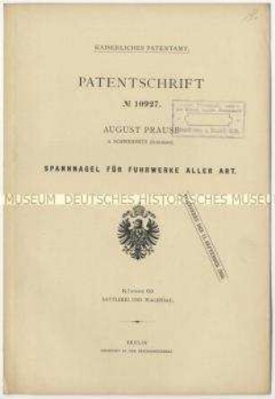 Patentschrift eines Spannagels für Fuhrwerke aller Art, Patent-Nr. 10927