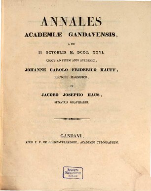 Annales Academiae Gandavensis. 1826/27