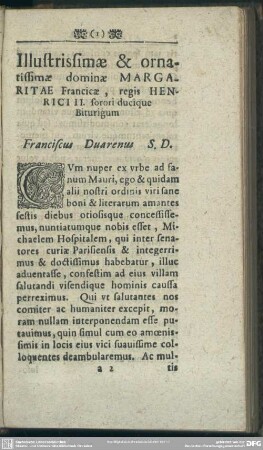 Illustrisimae & ornatissimae dominae Margaritae Francicae, regis Henrici II. forodi ducique Biturigum