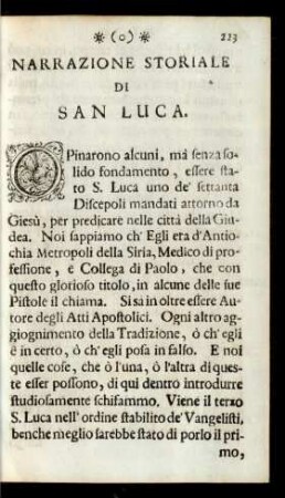 Narrazione Storiale Di San Luca