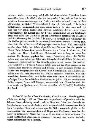 Mader, Richard E. ; Katschinski, Claus :: Cuxhaven : Hamburg, Christians, 1975