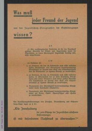 Reichsarbeitsgemeinschaft für alkoholfreie Jugenderziehung: Was muß jeder Freund der Jugend von den Jugendschutz-Paragraphen des Gaststättengesetzes wissen?