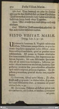 Festo Visitat. Mariae. Evang. Luc. I. 39-56