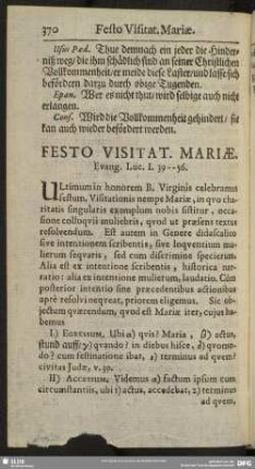Festo Visitat. Mariae. Evang. Luc. I. 39-56