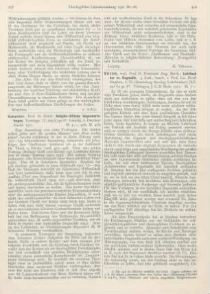 818-819 [Rezension] Nitzsch, Friedr. Aug. Berth., Lehrbuch der evangelischen Dogmatik. 3. Aufl., bearb. v. Horst Stephan