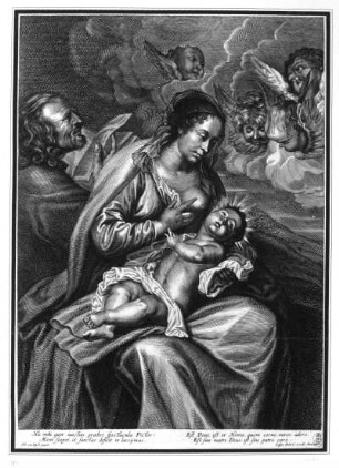 Marie gibt dem Jesuskind die Brust : Huybrechts, Gaspar nach Dyck, Anton van. Kopie nach Clouet, ?. Maria gibt dem Jesuskind die Brust. Kupferstich; 42,7 x 30,2 cm. Dresden: Kupferstich-Kabinett A 33 068 in A 1284, 3, van Dyck, Tom III (S. 17)