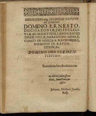 Serenissimo [...] Ernesto Duci Saxoniæ [...]