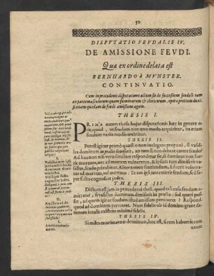 Disputatio Feudalis IV. De Amissione Feudi.