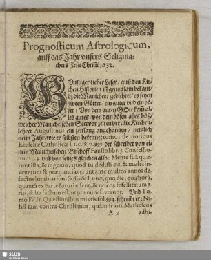 Prognosticon astrologicum, oder Practica