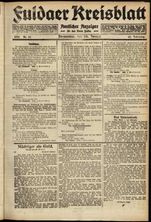 Ausgabe vom Donnerstag, den 29. Januar 1920.