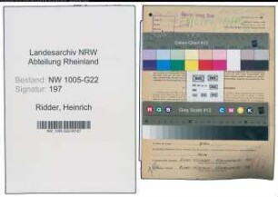 Entnazifizierung Heinrich Ridder , geb. 23.10.1890 (Metzger)