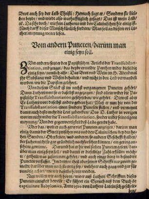 Vom andern Puncten/ darinn man einig seyn soll.