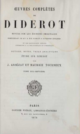 T. 17: Œuvres complètes de Diderot