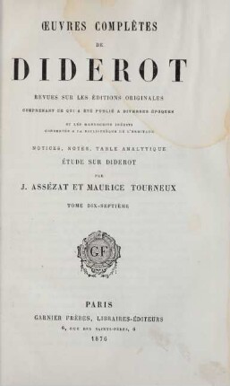 T. 17: Œuvres complètes de Diderot