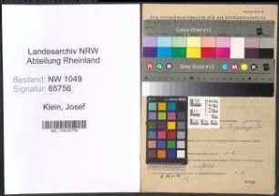 Entnazifizierung Josef Klein , geb. 11.06.1907 (Vertreter)