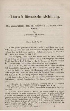 Die geometrische Zahl in Platon's VIII. Buche vom Staate.