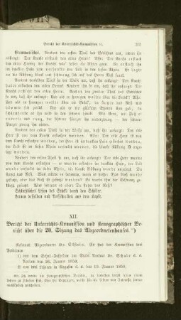 Bericht der Unterrichts-Kommission und stenographischer Bericht über die 20. Sitzung des Abgeordnetenhauses