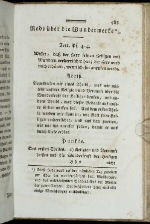 Rede über die Wunderwerke.