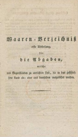 Waaren-Verzeichniß ...