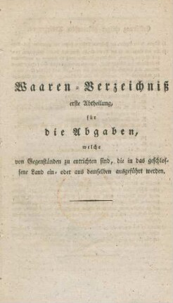 Waaren-Verzeichniß ...